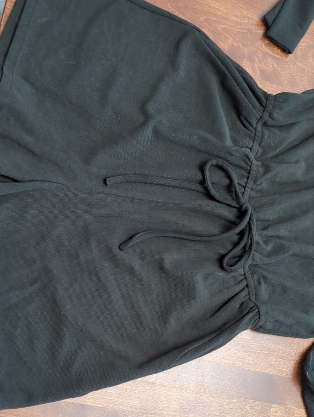 Hem & Thread Black Ribbed Round-Neck Romper - Picture 3 of 5